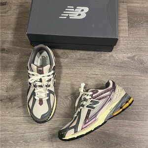 New Balance Cream and Purple Athletic Shoes